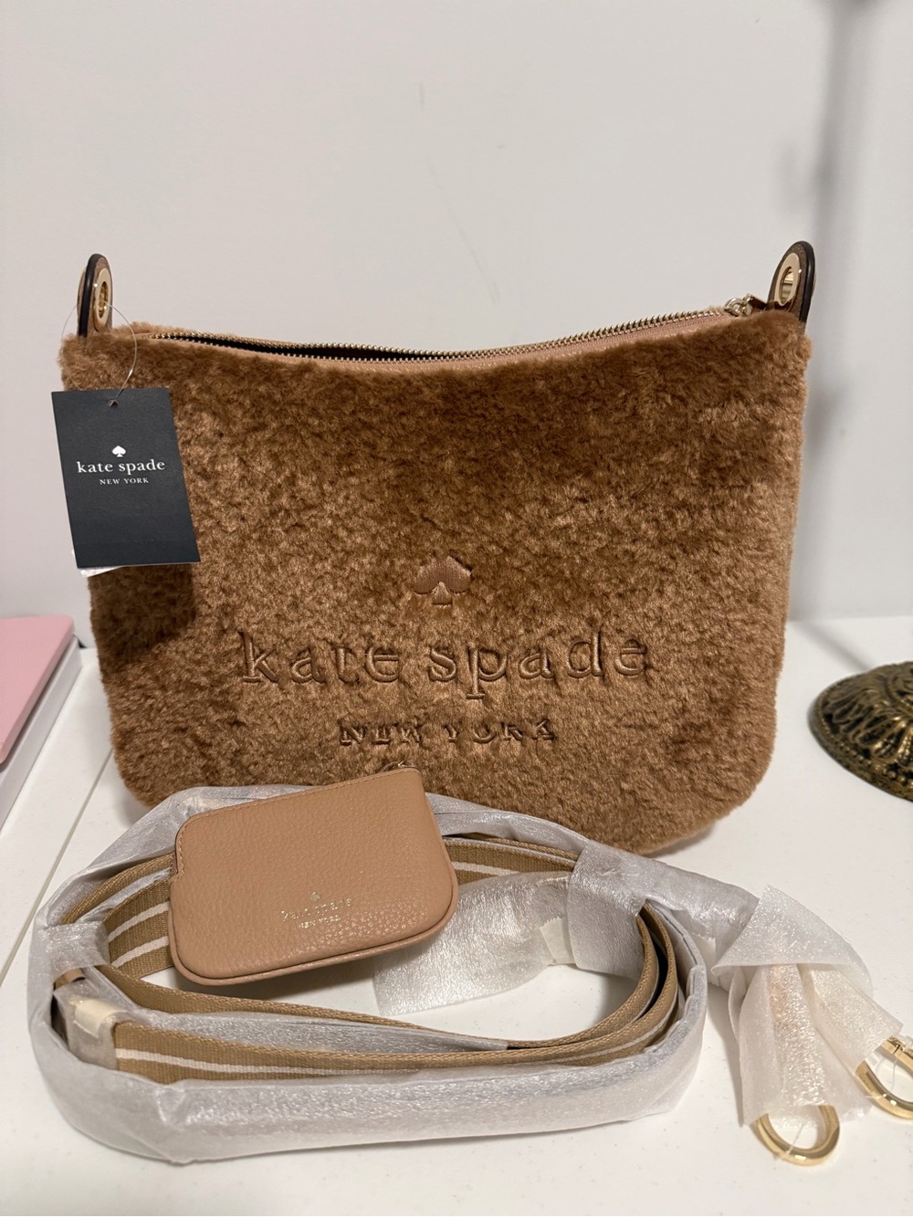 Kate Spade New York Rosie Faux Fur Medium Crossbody NWT